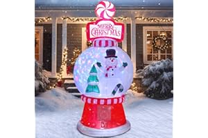 Taman 7.8 FT Christmas Inflatable Decorations Snowman Globe, Outdoor Decorations Built-in Bright Projector RGB Light Blow Up 
