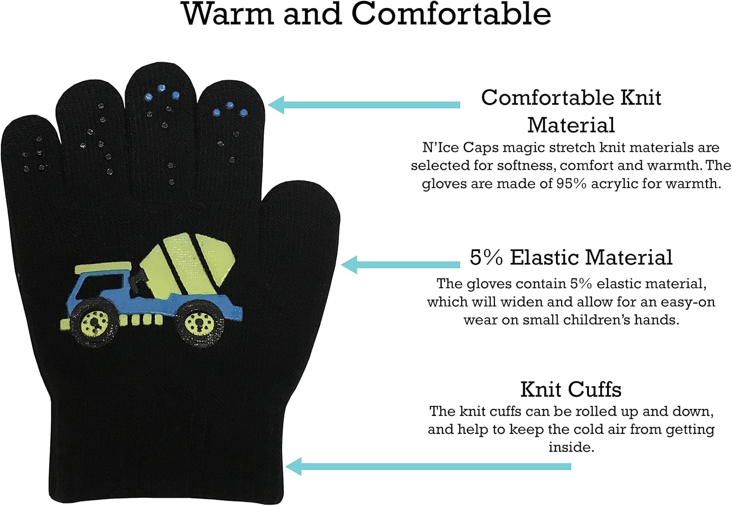 N'Ice Caps Boys Girls Magic Stretch Gloves 3 Pair Pack Assortment: Clothing