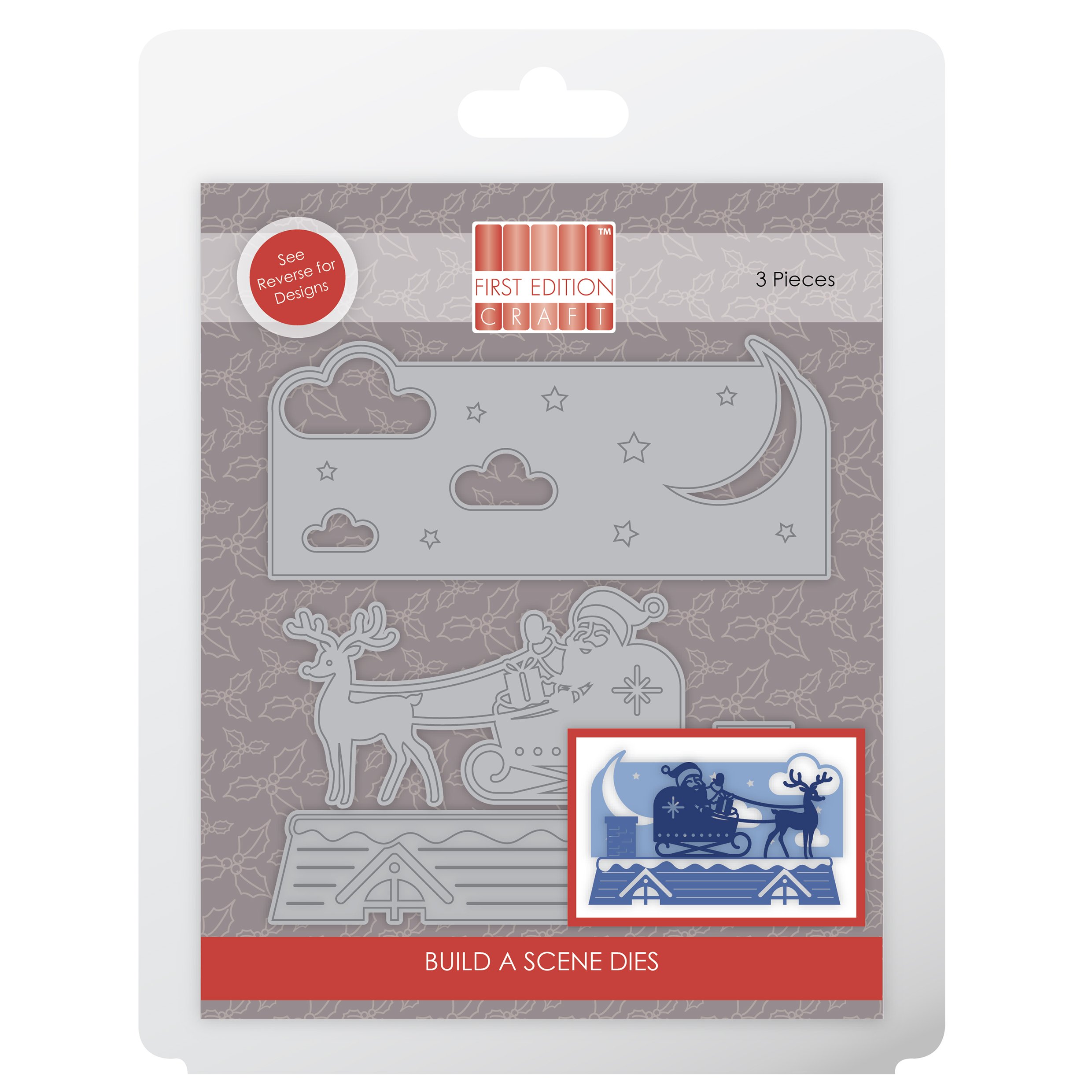 First Edition Crafting Dies-Build A Scene-Christmas Sky, (Steel, Magnetic Storage, Cuts Paper, Cardstock & 2mm Foam), Multiple Size