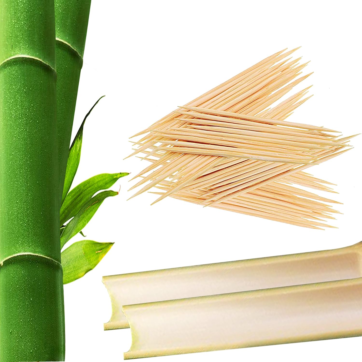 1000 Pcs Bamboo Toothpicks, Double Pointed Wooden Picks, for Personal Hygiene Appetizer Skewers, Cocktail Sticks - Image 4