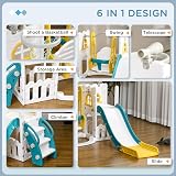 AIYAPLAY 6-in-1 Toddler Swing Slide Set Climber Baby Playground Basketball view 3