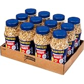 PLANTERS Unsalted Peanuts, Plant Based Protein Snacks, 16 Oz (12 Ct) | Dry Roasted Unsalted Nuts. Low Sodium. Resealable Jar. Snacks for Adults. Party Mix, Party Snacks