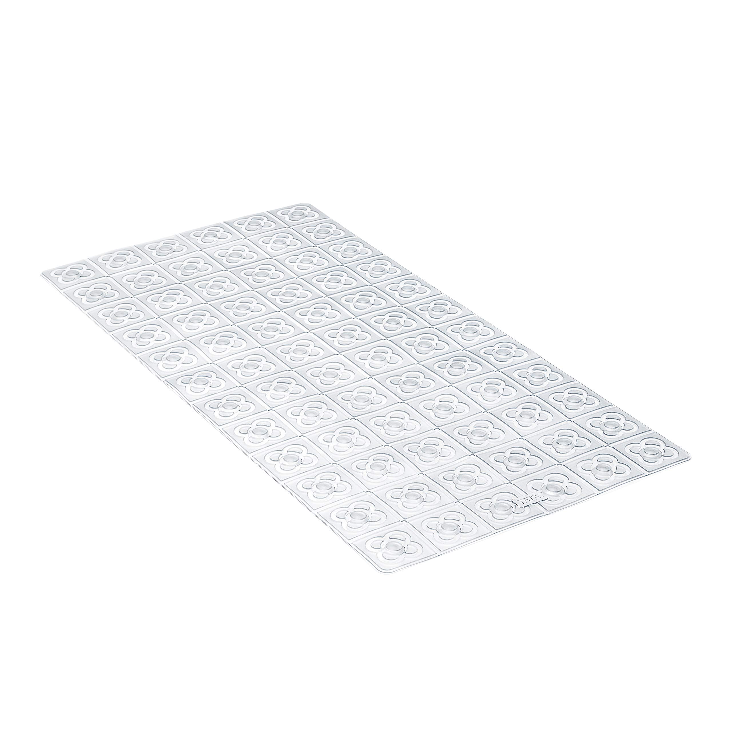 TATAY Bath Mat, Non-slip, PVC with Suction Cups, Resistant to Mold and Microbes, Anti-Bacterial, Barcelona Design, Translucent. Measures 72 x 36 cm