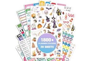 SHOPARR Planner Stickers - Calendar Stickers for Decorating, 28 Sheets Daily Planner Accessories for Celebrations, Holidays, Journaling, 1800+ Sticker for Kids/Adults, Scrapbook Supplies - Khaki
