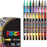 posca Paint Markers, 3M Fine Point Acrylic Paint Pens with Reversible Tips, Art Supplies For Gifts, Decorations, Fabric, Metal, Glass, Wood and Canvas, Set of 24