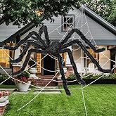 200" Halloween Spider Web with 59" Giant Spider, Halloween Decorations | Party Decor. for Outdoor and Indoor,Scary Party Decorations for Yard,House Decor. by KENDANE