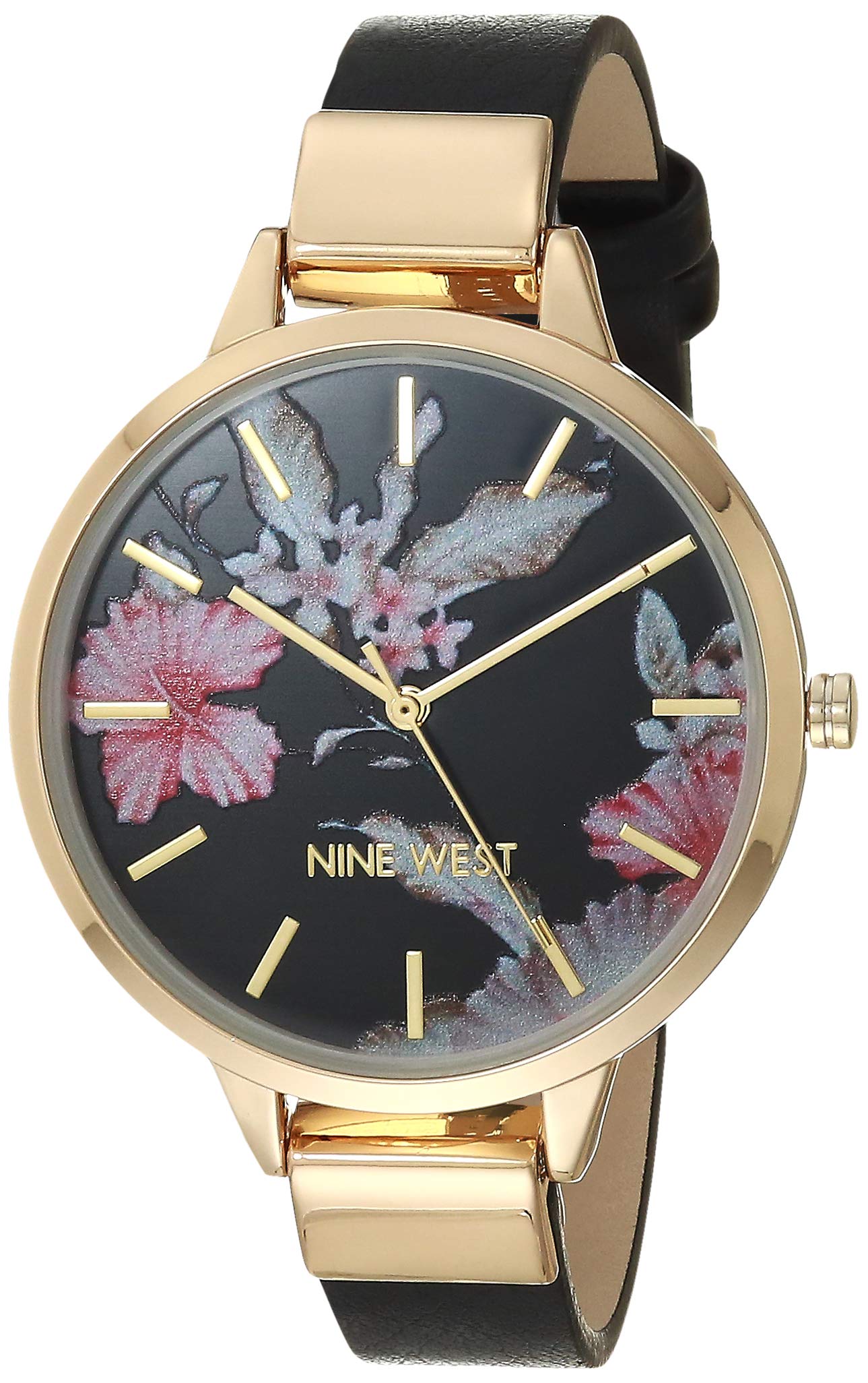 Nine West Women's Floral Dial Smooth Strap Watch
