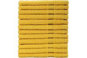 AKTI Premium 100% Cotton Wash Cloths, 12 Piece Set, 13x13 Inches, Luxury towels, Durable, Fingertip Towel Quick Dry & Extra Absorbent Cleaning Cloth Face Cloths for Home, Spa, Hotel, Bathroom & Kitchen