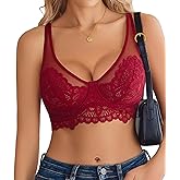 Avidlove T-Shirt Bralette for Women Mesh Floral Lace Full Coverage Bras