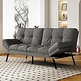Vipbear Convertible Futon Sofa Bed, Grey Linen