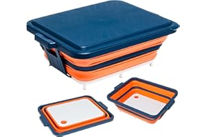 HOMEZAPIENS Collapsible BBQ Prep Tub with Lid and Cutting Board – XL Meat Marinating Container – Barbecue Accessory for Brisket, Grilling, Smoking, Tailgate & Camping – Brine & Meal Prep System for Outdoor Grill