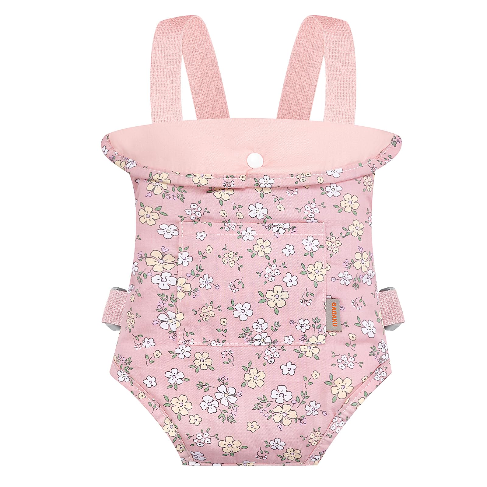 GAGAKU Baby Doll Carrier for Kids Stuffed Animal Carrier Reborn Dolls Carrier with Adjustable Straps, Baby Doll Accessories - Pink (Pear Flowers)
