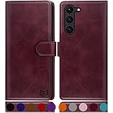 SUANPOT for Samsung Galaxy S23 +/ Plus Wallet case with RFID Blocking Credit Card Holder,Flip Book PU Leather Protective Cover Women Men for Samsung S23Plus Phone case Wine Red