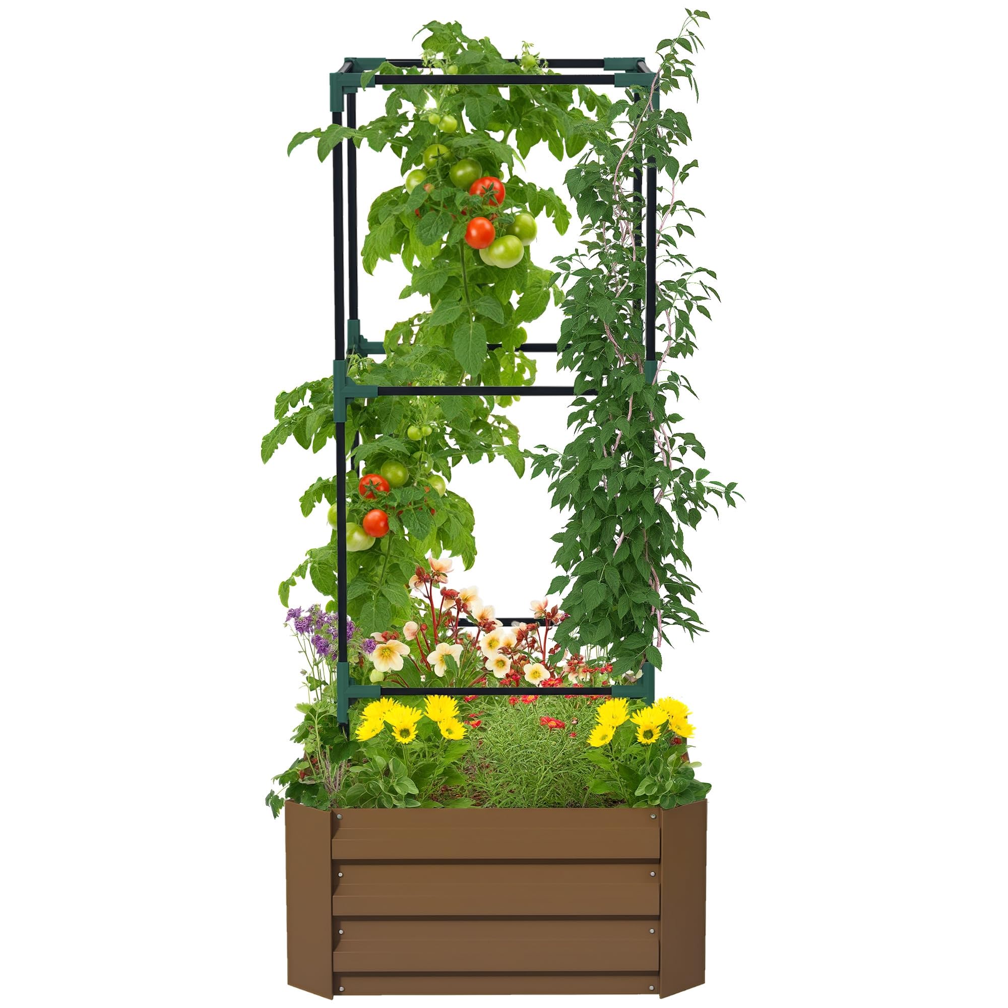 Outsunny Galvanized Raised Garden Bed, 55" Tall