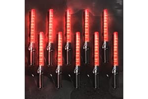 ELLUMIN 10 Pack Traffic Wand, 21 Inch LED Traffic Control Wand with 2 Flashing Modes, Traffic Safety Baton with Side Clip for Traffic Control, Parking, Aircraft, Car Directing(Red, 10 Pack)