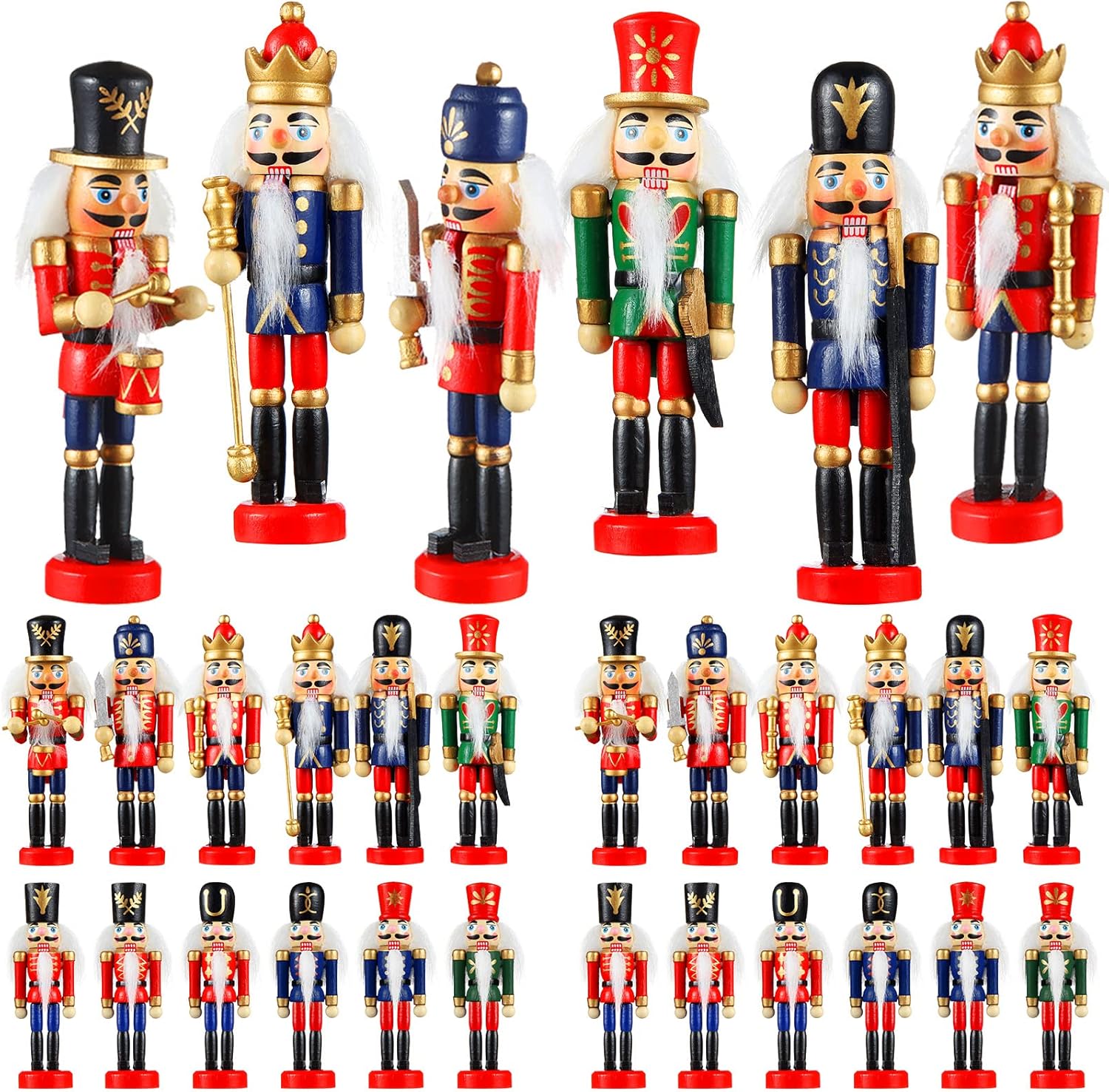 Nutcrackers - 24 Pieces Christmas Nutcracker Ornaments Nutcracker Christmas Decorations Wooden Nutcracker Soldier Hanging Ornaments for Christmas Decoration Tree Figure Puppet Toy Present