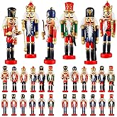 Aoriher 24 Pcs Christmas Nutcracker Ornament Small Wooden Soldier Hanging Decorations Nutcracker Figure Ornament for Christmas Figure Decoration