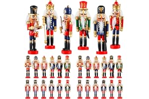 Aoriher 24 Pcs Christmas Nutcracker Ornament Small Wooden Soldier Hanging Decorations Nutcracker Figure Ornament for Christmas Figure Decoration