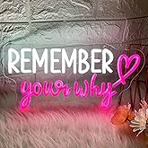 Neon Sign Remember Your Why Neon Sign Dimmable Neon Light Sign for Wall Motivational Wall Art Neon Light for Office, Bar, Gym, Cool Neon Light Sign for Party, Events, Birthday Gifts