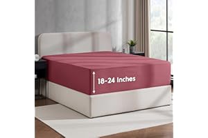 Nestl Burgundy Red Extra Deep Pocket Twin Fitted Sheet Kids, Luxury Twin Size Fitted Sheet Only Easily Fits 18 to 24 Inch Mattress, Super Soft, Wrinkle-Free, and Breathable Sheets with Corner Straps