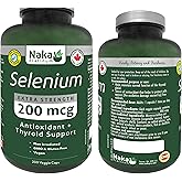 Naka Platinum SELENIUM (Selenomethionine) Extra Strength 200 mcg Antioxidant and Thyroid Support, Made in Canada (300 vcaps (