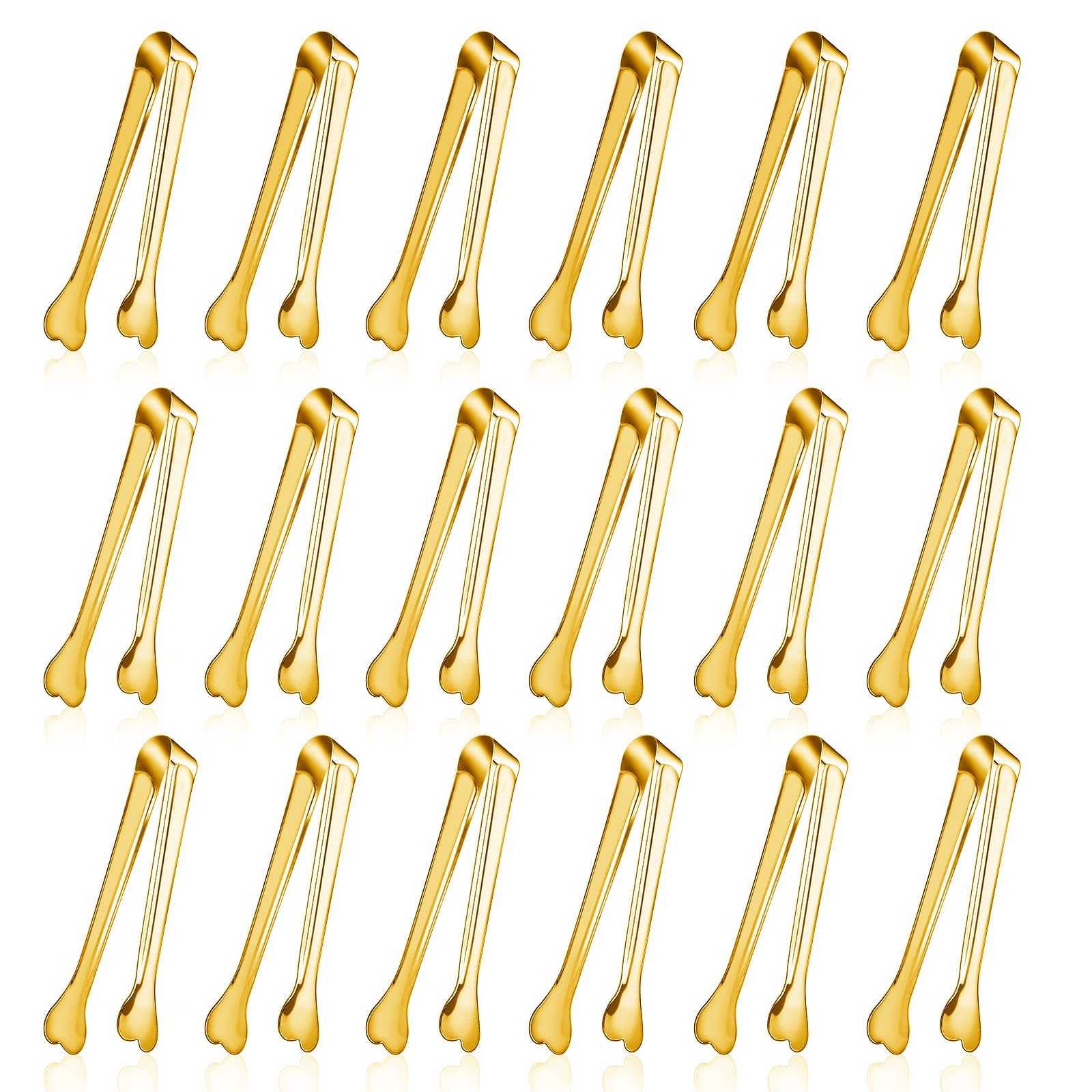 Photo 1 of 18 Pack Premium Small Serving Tongs, Mini Stainless Steel Appetizer Tongs 4.33Inch Gold