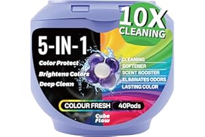 CUBEFLOW All-in-1 Laundry Detergent Pods | 10X Deep Clean | Prevents Color Bleed, Eliminates Odors & Locks in Floral Freshness | with Color Protection Technology | 5-in-1 Power, 40 Count