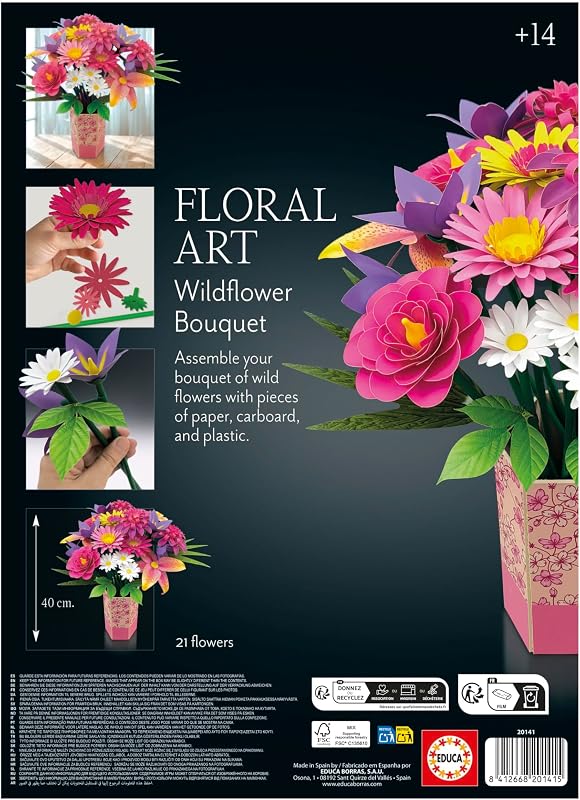 - Bouquet de Flores Silvestres de Arte Floral | Kit de trabalhos manuais para fazer dezanove flores silvestres de papel sem necessidade de cola ou tesoura. Dos 14 anos (20141)