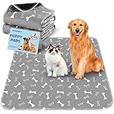 Baodan Washable Pee Pads for Dogs, 2 Pack Large Reusable Puppy Pads, Non-Slip Waterproof Dog Mats for Floors, Fast-Absorbent Whelping Pad, Playpen Mat for Crate or Indoor Use (36"x48", Gray)