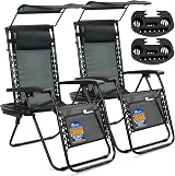 SUNMER Sun Lounger Set of 2 Zero Gravity Chairs with Cup/Phone Holder