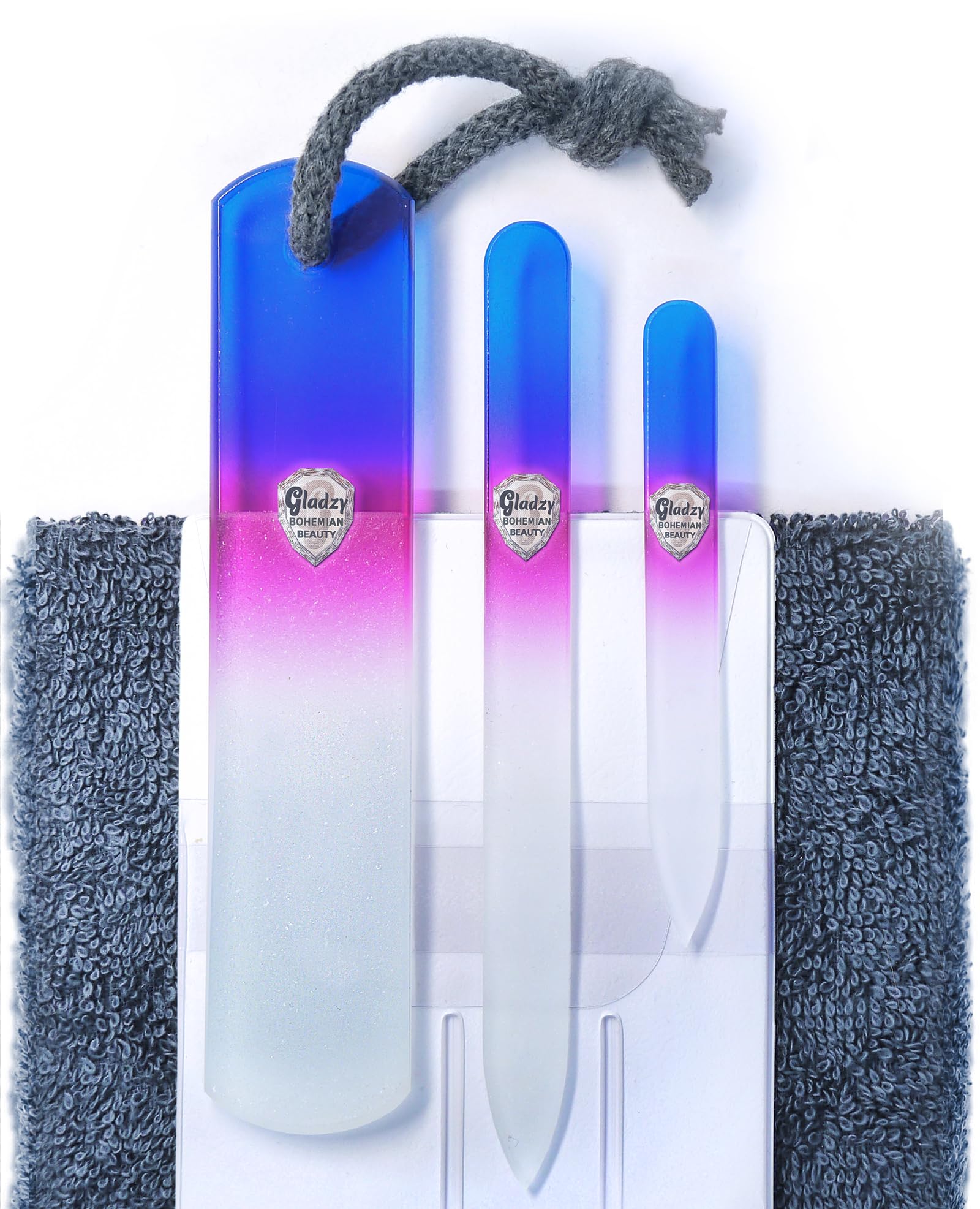 Glass Nail File Set - Callus Remover Foot Rasp, Double-Sided Etched Different Grit Surface, Manicure & Pedicure, Professional Nail Care, Genuine Czech Quality by Gladzy