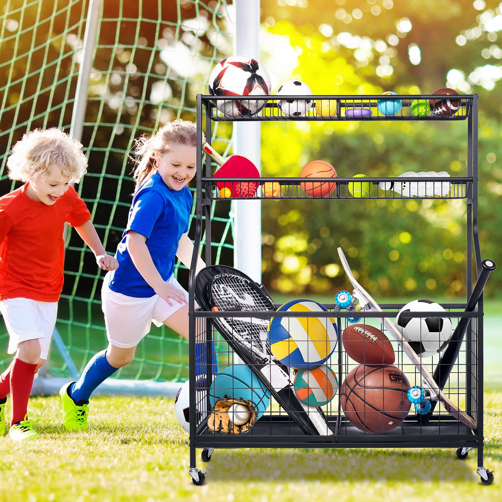 LYNK® Garage Sports Equipment Organizer - Wall Mount Ball Rack - Sports Equipment Storage - Ball Storage For - View #3