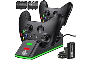 FANXIEAST Dual Xbox Controller Charging Station with 2×4320mWh Rechargeable Batteries - Fast Charger Dock for Xbox Series X|S/Xbox One/Elite Controllers, LED Display & USB-C Cable Included