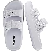 CUSHIONAIRE Fame Pillow Recovery Sandals for Women, Adjustable Double Buckle Waterproof EVA Cloud Slides for Women