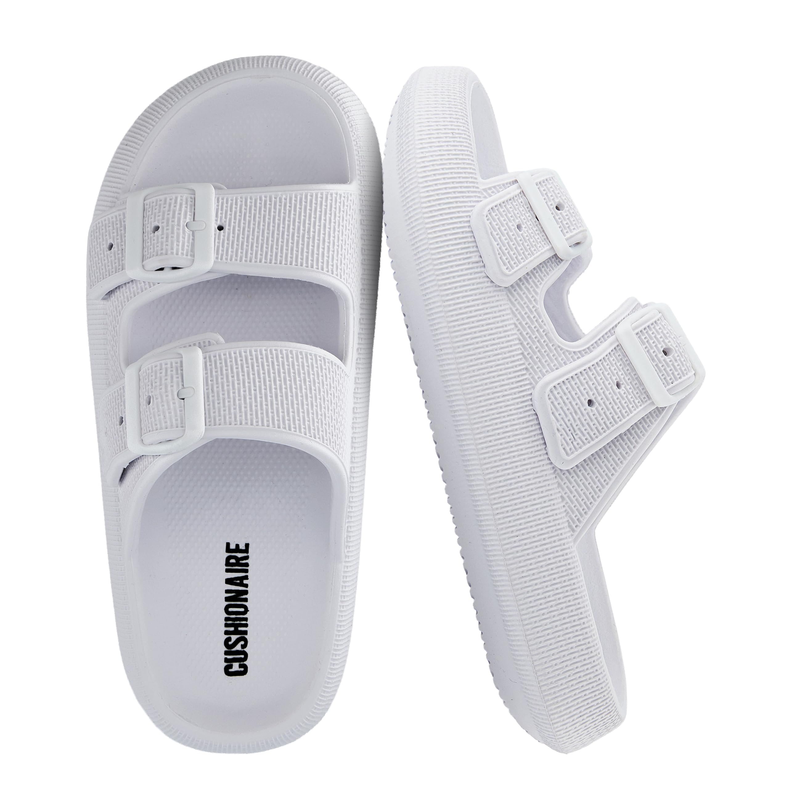 Photo 1 of **used***CUSHIONAIRE Fame Cloud Slides for Women with Adjustable Buckles, Waterproof Recovery Sandals for Women 2025 WHITE 8