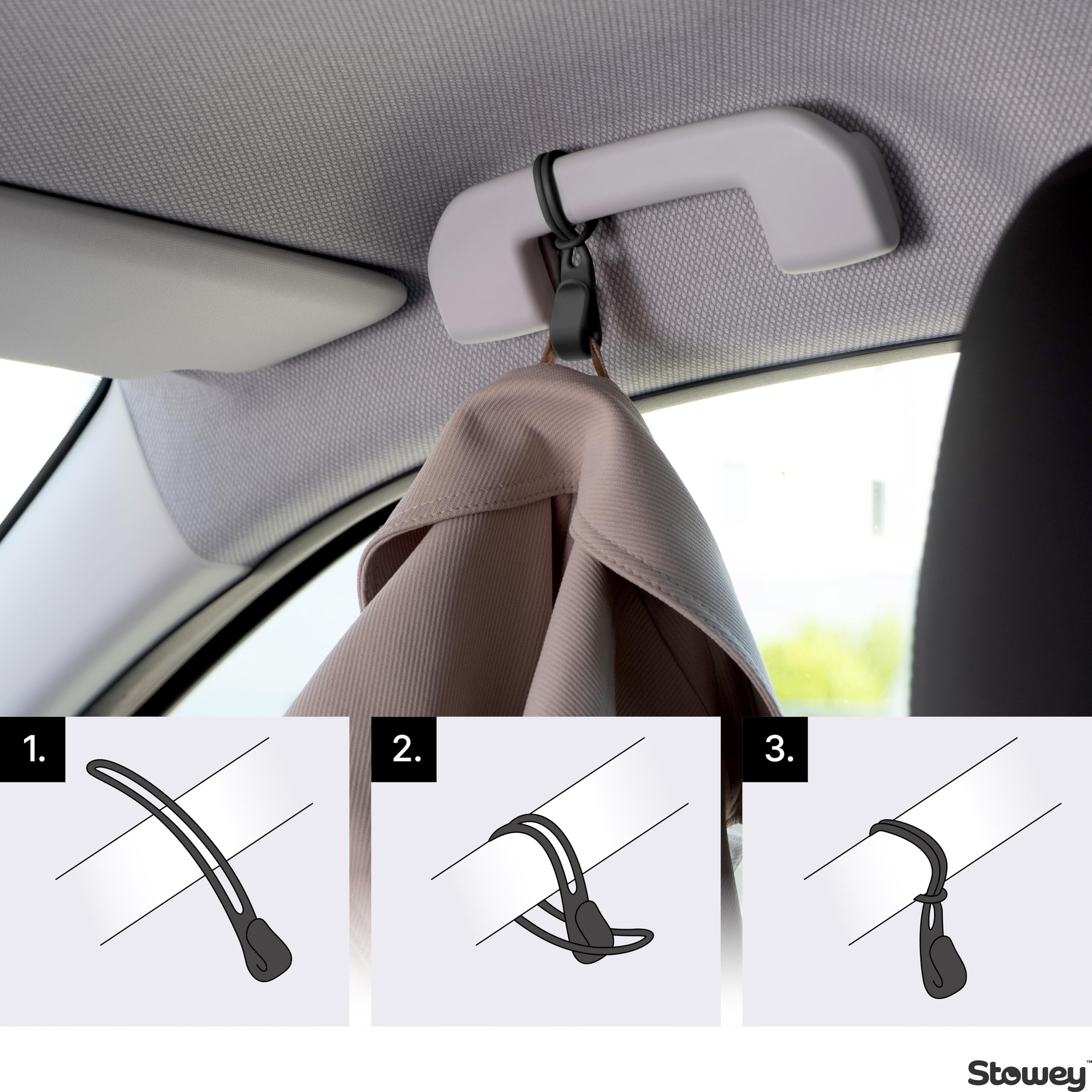 Car Hook Kleiderhaken für Auto Haltegriff - Das Must Have Auto Reise Zubehör hält Jacke & Tasche, Kleiderbügel Auto & Kopfstützen Haken, Auto Gadgets für Frauen & Männer, 1x Jackenhalter Auto Schwarz 8
