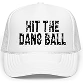 Hit The Dang Ball Trucker Hat for Women Sporty Baseball Foam Front Classic 5 Panel Mesh Snapback