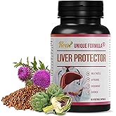 Unique Formula Liver Support Supplement, Herbal Liver Detox with Milk Thistle, Artichoke Leaf, Buckwheat Sprouted, Methionine, Curcumin, Betaine, Plant-Based (90 Capsules)