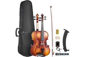 VEVOR Violin 1/2 Size for Adults, Violin Fiddle Set for Beginners Student with Hard Case, Rosin, Bow, Shoulder Rest,Bridge,Tu