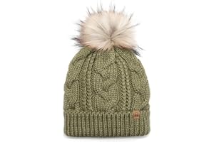 MIRMARU Kids Youth Boys & Girls Ages 7-12 Winter Thick Stretchy Cable Knitted Pom Pom Beanie Hat