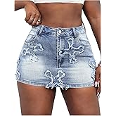 Verdusa Women's Distressed Mini Jean Skirt Y2K Streetwear Denim Bodycon Skirts with Pockets