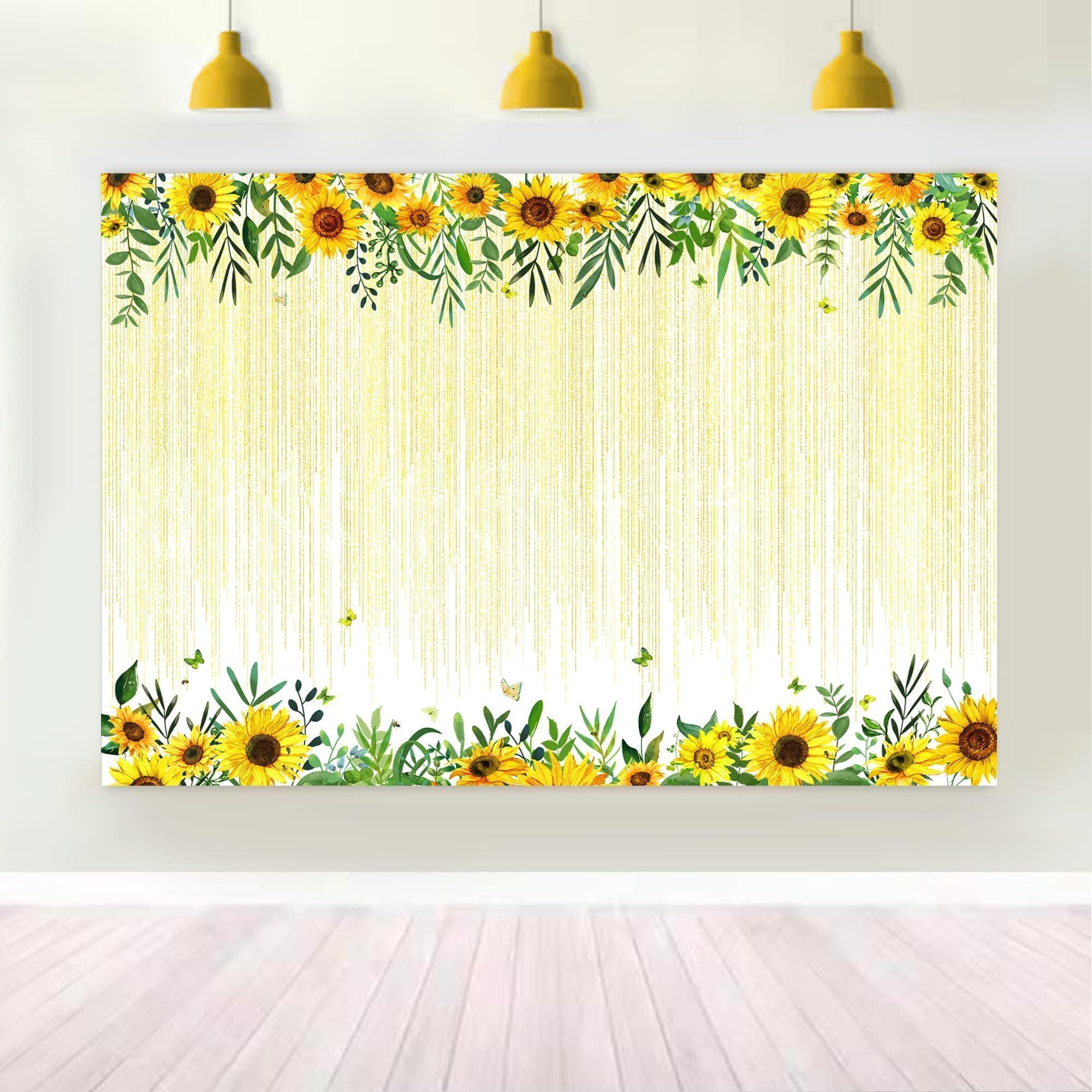 Cheerland 7x5 Ft Sunflower Backdrop Romantic Hanging Decorations Wedding Party Background Baby Shower Banner Birthday Photo Booth Backdrop Bridal Shower Photo Props Living Bed Room Tapestry