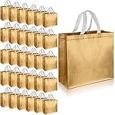 Eccliy 60 Pcs Reusable Gift Tote Bags Housekeeping Appreation Grocery Shopping Bag with Handles for Bridesmaid Wedding(Gold)