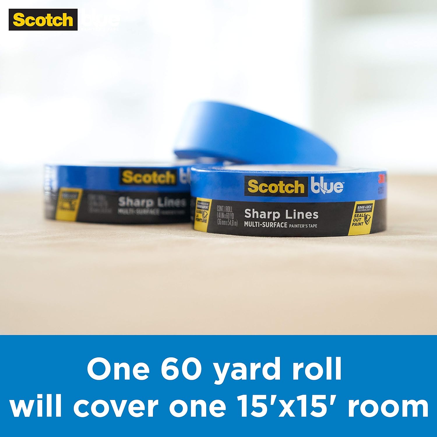 ScotchBlue Sharp Lines Multi-Surface Painter’s Tape, 2093, 0.94 inch x 60 yard, 1 Roll: Home Improvement