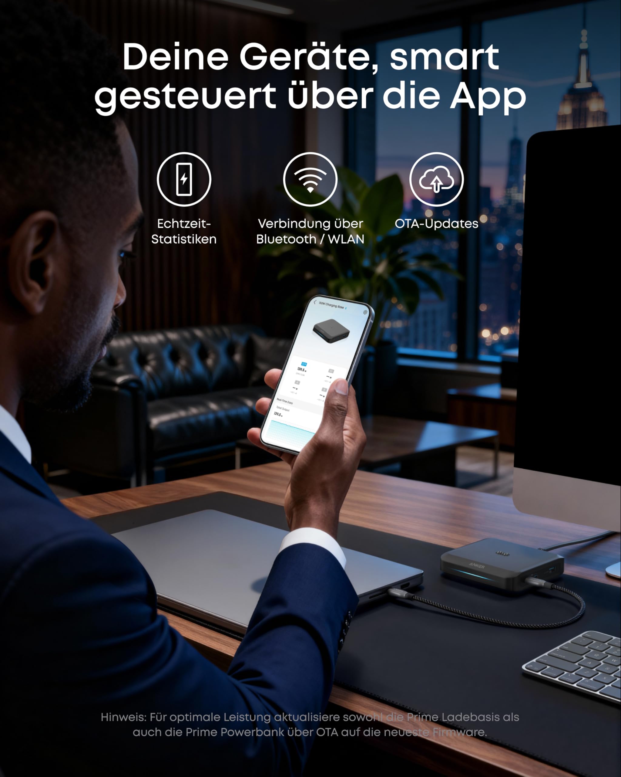 Anker Ladebasis, max. 150W Schnellladung mit 3 Ports für die Anker Prime Powerbank, kompatibel mit MacBook Pro/Air-Serie, iPhone 16/15/14-Serie, Samsung und weiteren (Ohne Powerbank) 5