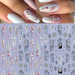 Black White Pink Vine Flowers Nail Art Stickers