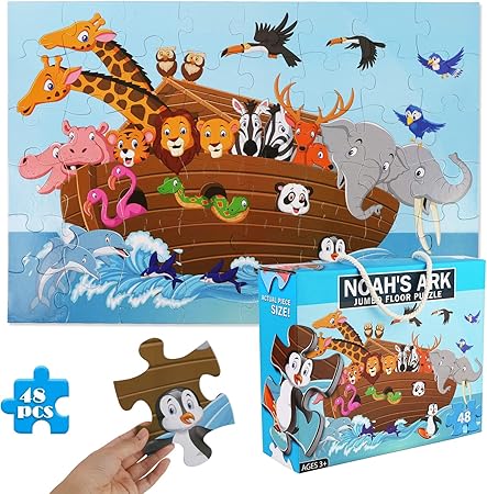 Amazon Lovestown 子供用フロアパズル 48ピース ジャンボパズル 3 X 2フィート 動物フロアパズル 巨大なジグソーパズル 教育玩具 ジグソーパズル おもちゃ