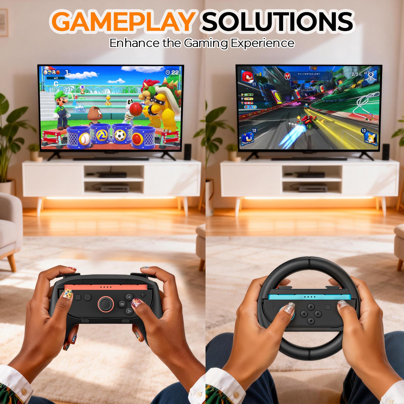 COOWPS 17-in-1 Switch 2 Pro Controller Zubehör-Bundle, Tragbare Tasche, Schutzfolie, Joy-Con Griffe, Lenkrad, Spielkarten-Etui, joystick kappen, Schutzhüllen für Switch 2 Konsole 8