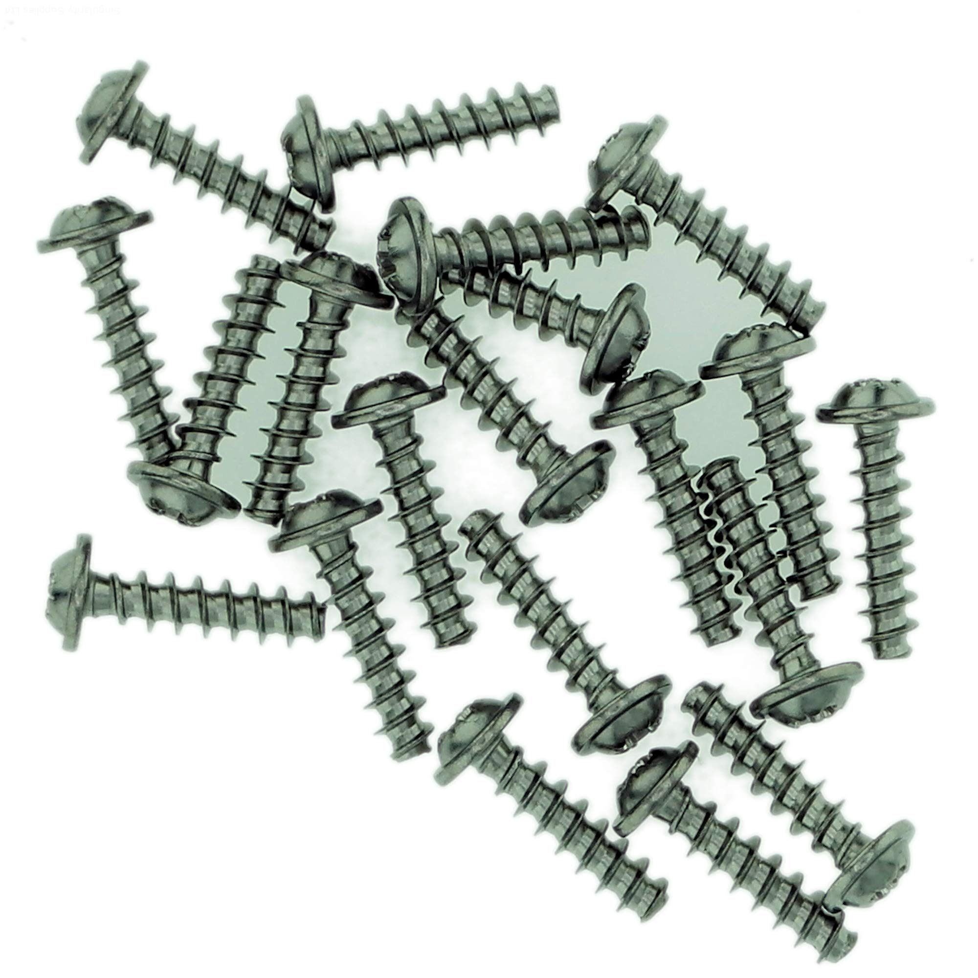 D4 (4mm x 12mm) Pozi Pan Screws for Plastic (Flanged) - Stainless Steel (A2) (Pack of 20)