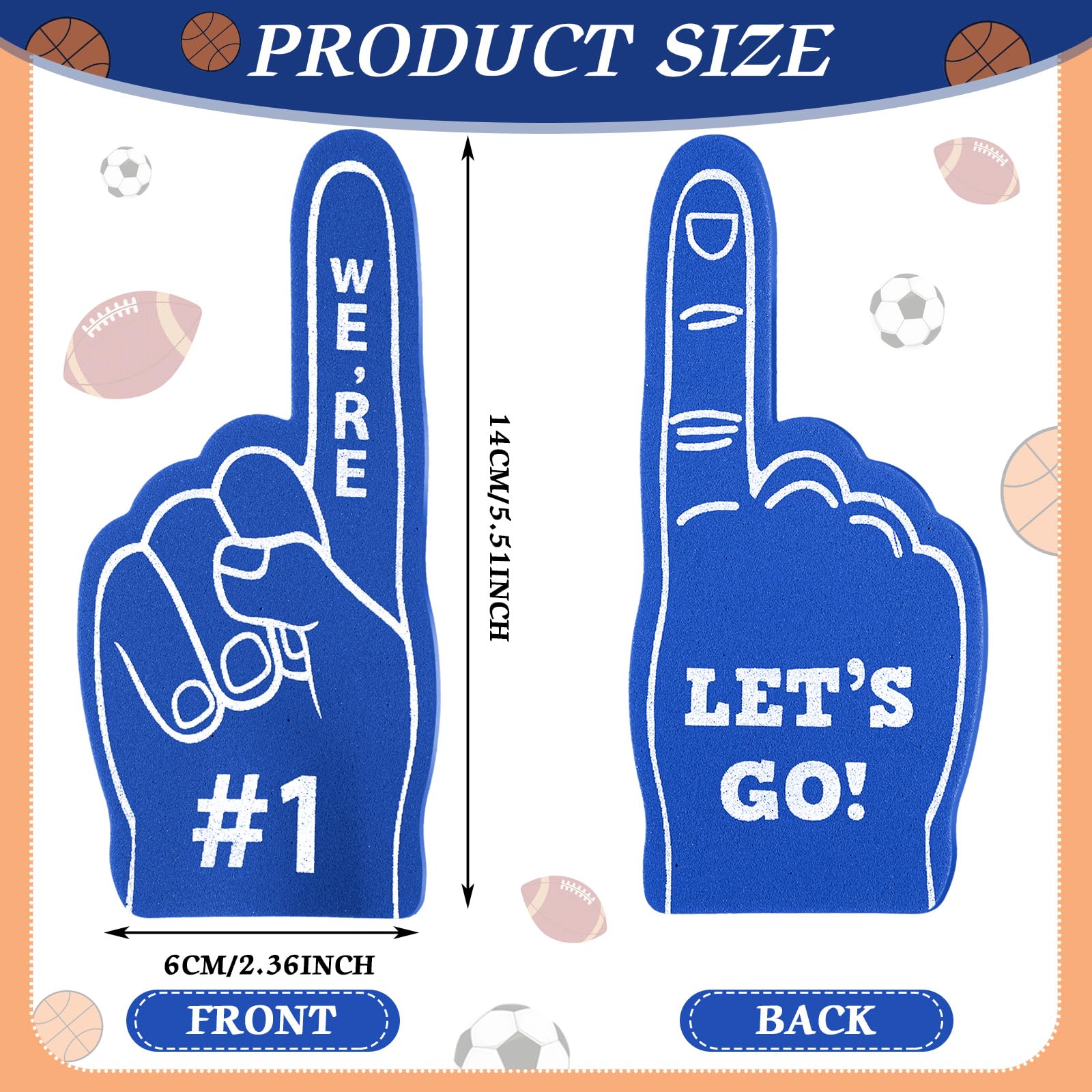 Sinmoe 24 Pcs Mini Foam Finger Baseball Fan Mini Foam Finger, We're #1 Sports Themed Party Supplies for Baseball Hockey Football Basketball Events Team Gifts(Dark Blue)